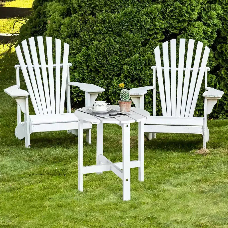 Costway 18'' Patio Round Side End Coffee Table Wooden Slat Garden Deck