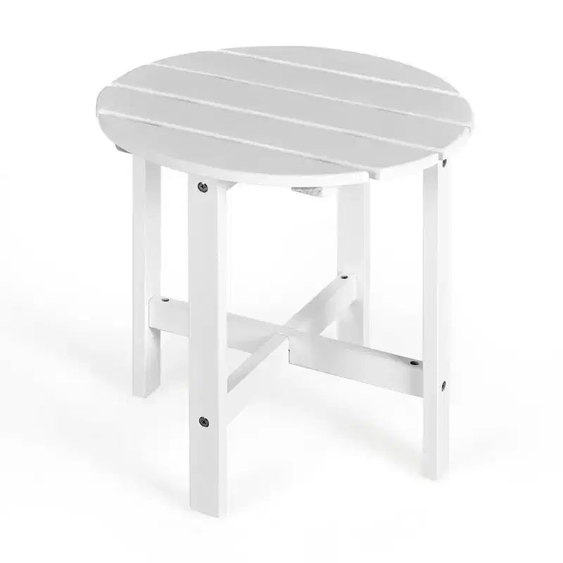 Costway 18'' Patio Round Side End Coffee Table Wooden Slat Garden Deck