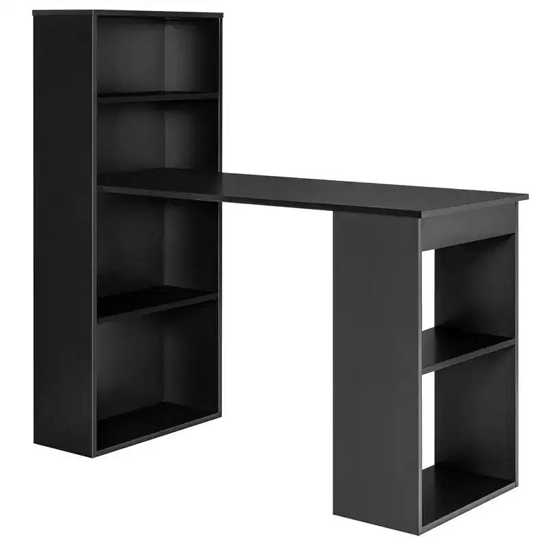 Costway Computer Desk Writing Workstation Office w/6-Tier Storage Shelves White\Black