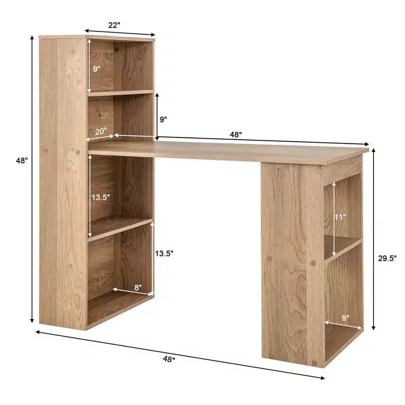 Costway Computer Desk Writing Workstation Office w/6-Tier Storage Shelves White\Black