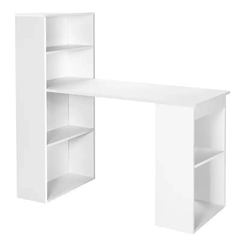 Costway Computer Desk Writing Workstation Office w/6-Tier Storage Shelves White\Black
